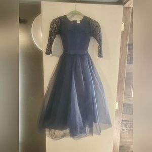 NAVY BLUE LACE TULLE DRESS